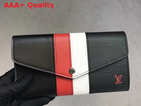 Louis Vuitton Sarah Wallet Black Epi Leather with Two Tone Stripe Replica