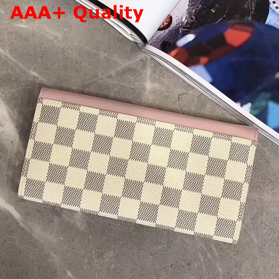 Louis Vuitton Sarah Wallet Damier Azur Coated Canvas and Pink Cowhide Leather N60232 Replica