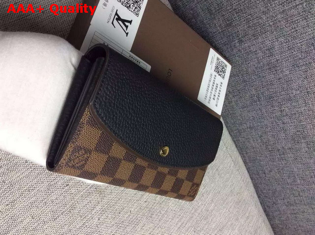 Louis Vuitton Sarah Wallet Damier Canvas with Black Calf Leather Replica