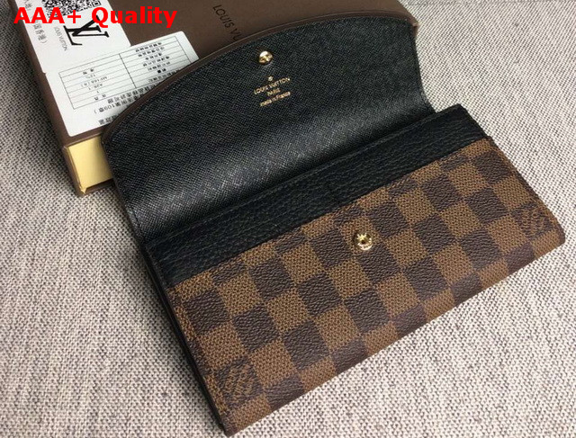 Louis Vuitton Sarah Wallet Damier Canvas with Black Calf Leather Replica