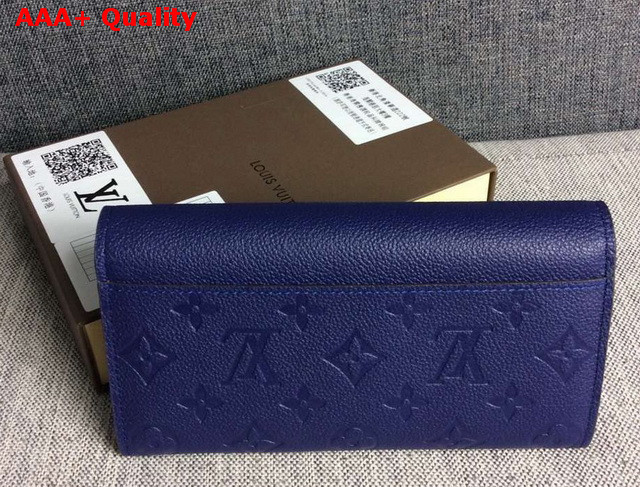 Louis Vuitton Sarah Wallet Denim Embossed Calf Leather Replica