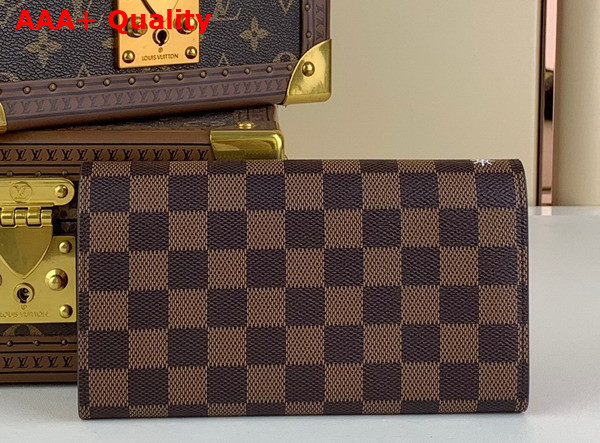 Louis Vuitton Sarah Wallet in Damier Ebene Canvas Vivienne Holidays 2023 Collection Replica