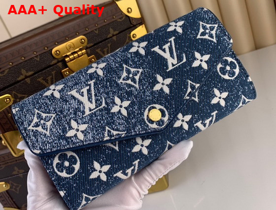 Louis Vuitton Sarah Wallet in Navy Blue Monogram Jacquard Denim M81183 Replica