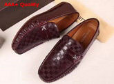 Louis Vuitton Shade Loafer Shoes in Shiny Burgundy Damier Embossed Calf Leather Replica