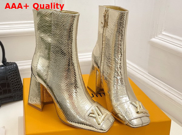 Louis Vuitton Shake Ankle Boot in Gold Metallic Ayers Leather Replica