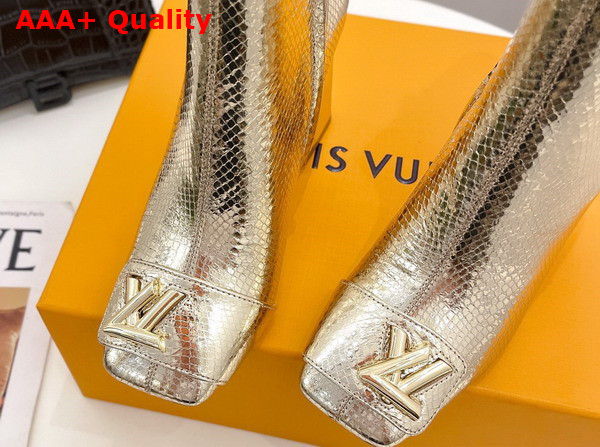 Louis Vuitton Shake Ankle Boot in Gold Metallic Ayers Leather Replica