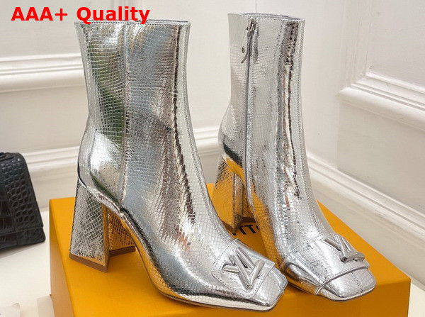 Louis Vuitton Shake Ankle Boot in Silver Metallic Ayers Leather Replica