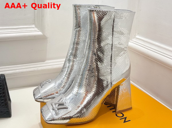 Louis Vuitton Shake Ankle Boot in Silver Metallic Ayers Leather Replica