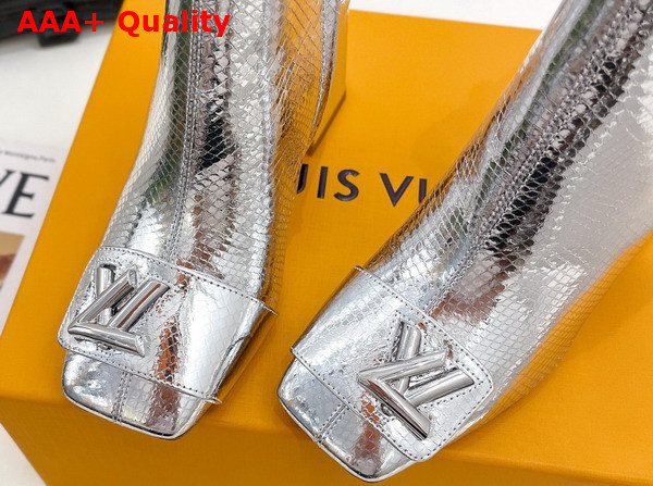 Louis Vuitton Shake Ankle Boot in Silver Metallic Ayers Leather Replica