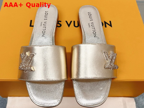 Louis Vuitton Shake Flat Mule in Gold Metallic Lambskin 1AB2RK Replica