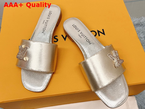 Louis Vuitton Shake Flat Mule in Gold Metallic Lambskin 1AB2RK Replica