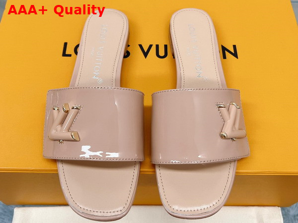 Louis Vuitton Shake Flat Mule in Nude Patent Calf Leather Replica