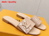 Louis Vuitton Shake Flat Mule in Nude Patent Calf Leather Replica