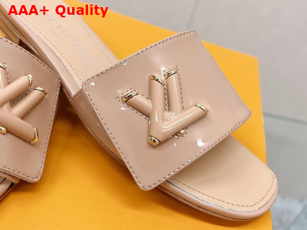 Louis Vuitton Shake Flat Mule in Nude Patent Calf Leather Replica