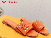 Louis Vuitton Shake Flat Mule in Orange Patent Calf Leather Replica