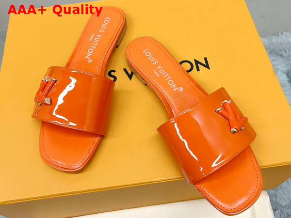 Louis Vuitton Shake Flat Mule in Orange Patent Calf Leather Replica