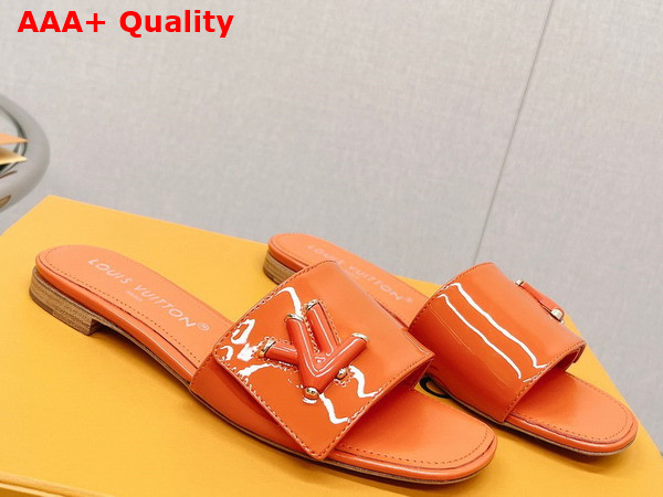 Louis Vuitton Shake Flat Mule in Orange Patent Calf Leather Replica