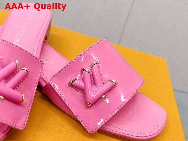 Louis Vuitton Shake Flat Mule in Pink Patent Calf Leather Replica