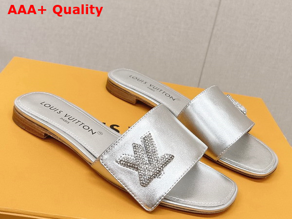 Louis Vuitton Shake Flat Mule in Silver Metallic Lambskin 1AB2QQ Replica