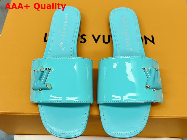 Louis Vuitton Shake Flat Mule in Vert Deau Patent Calf Leather Replica