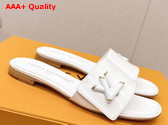 Louis Vuitton Shake Flat Mule in White Patent Calf Leather Replica