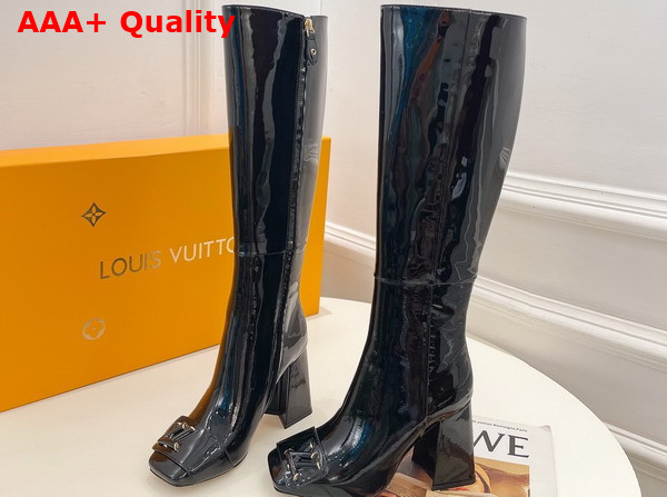 Louis Vuitton Shake High Boot in Black Patent Calf Leather Replica