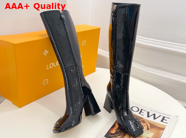 Louis Vuitton Shake High Boot in Black Patent Calf Leather Replica