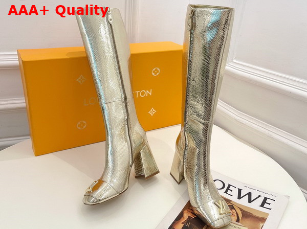 Louis Vuitton Shake High Boot in Gold Metallic Ayers Leather Replica