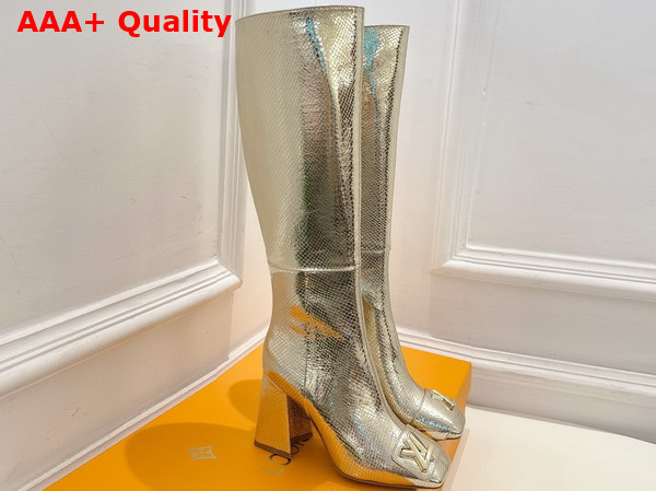 Louis Vuitton Shake High Boot in Gold Metallic Ayers Leather Replica