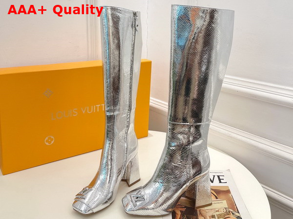 Louis Vuitton Shake High Boot in Silver Metallic Ayers Leather Replica