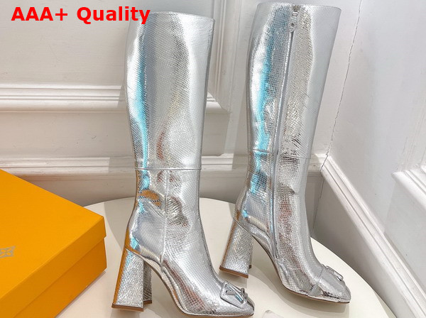 Louis Vuitton Shake High Boot in Silver Metallic Ayers Leather Replica