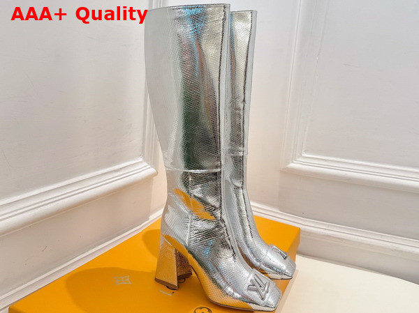 Louis Vuitton Shake High Boot in Silver Metallic Ayers Leather Replica