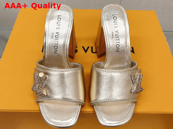 Louis Vuitton Shake Mule in Gold Metallic Lambskin High Block Heel 1AB1KW Replica