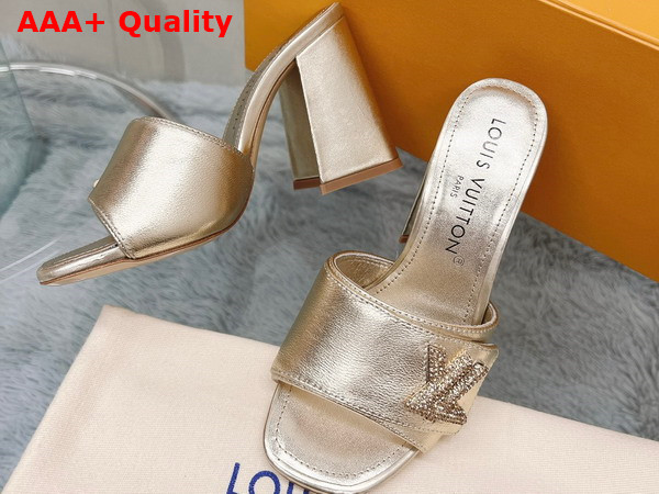 Louis Vuitton Shake Mule in Gold Metallic Lambskin High Block Heel 1AB1KW Replica