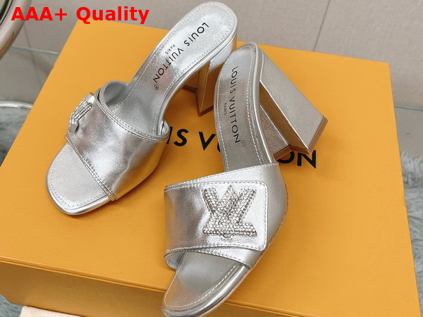 Louis Vuitton Shake Mule in Silver Metallic Lambskin High Block Heel 1AB1K2 Replica