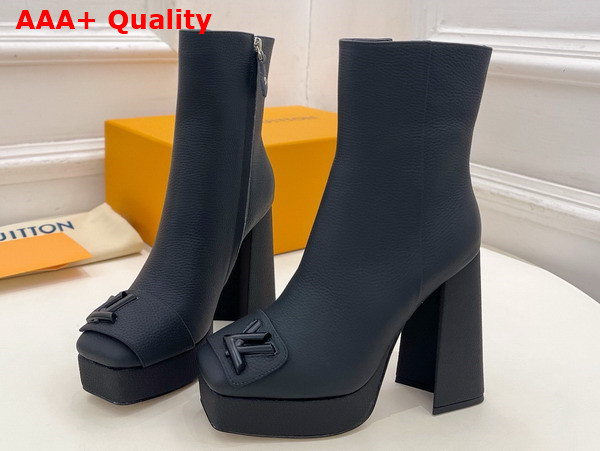 Louis Vuitton Shake Platform Ankle Boot in Black Mat Grained Calf Leather 1ADAXE Replica