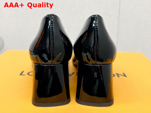 Louis Vuitton Shake Pump Noir Patent Calf Leather Low Block Heel 1AB0QZ Replica