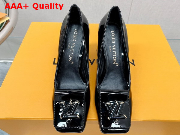 Louis Vuitton Shake Pump in Black Patent Calf Leather High Block Heel 1AB2KH Replica