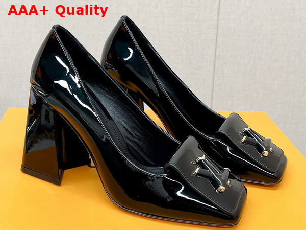 Louis Vuitton Shake Pump in Black Patent Calf Leather High Block Heel 1AB2KH Replica