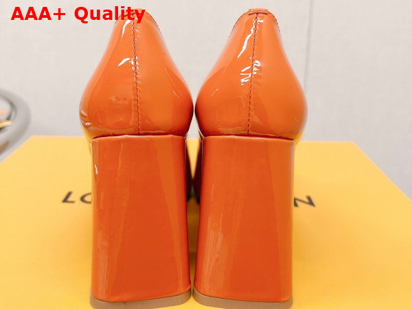 Louis Vuitton Shake Pump in Orange Patent Calf Leather High Block Heel Replica