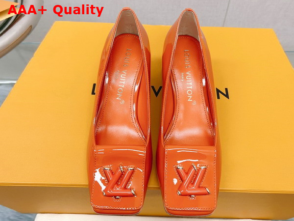 Louis Vuitton Shake Pump in Orange Patent Calf Leather Low Block Heel Replica