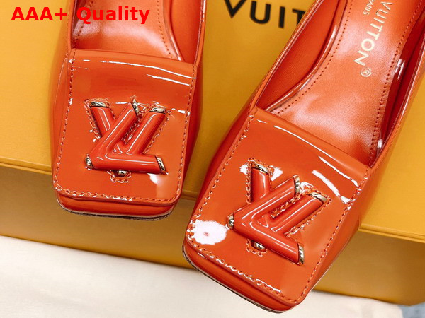 Louis Vuitton Shake Pump in Orange Patent Calf Leather Low Block Heel Replica