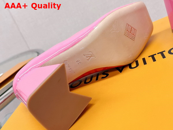 Louis Vuitton Shake Pump in Pink Patent Calf Leather High Block Heel Replica