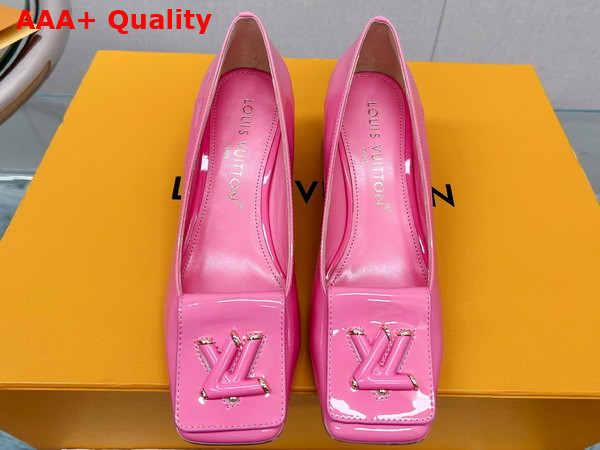 Louis Vuitton Shake Pump in Pink Patent Calf Leather Low Block Heel Replica