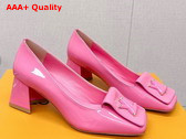 Louis Vuitton Shake Pump in Pink Patent Calf Leather Low Block Heel Replica