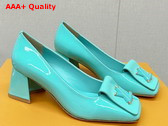 Louis Vuitton Shake Pump in Vert Deau Patent Calf Leather Low Block Heel Replica