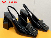 Louis Vuitton Shake Slingback Pump in Black Patent Calf Leather V Shaped Block Heel 1AB09D Replica