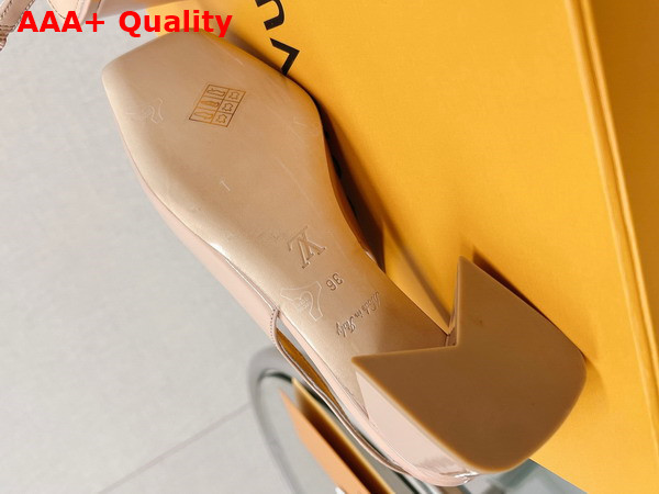 Louis Vuitton Shake Slingback Pump in Nude Patent Calf Leather Low Block Heel Replica