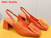 Louis Vuitton Shake Slingback Pump in Orange Patent Calf Leather Low Block Heel Replica