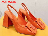 Louis Vuitton Shake Slingback Pump in Orange Patent Calf Leather V Shaped Block Heel 1AB0CP Replica